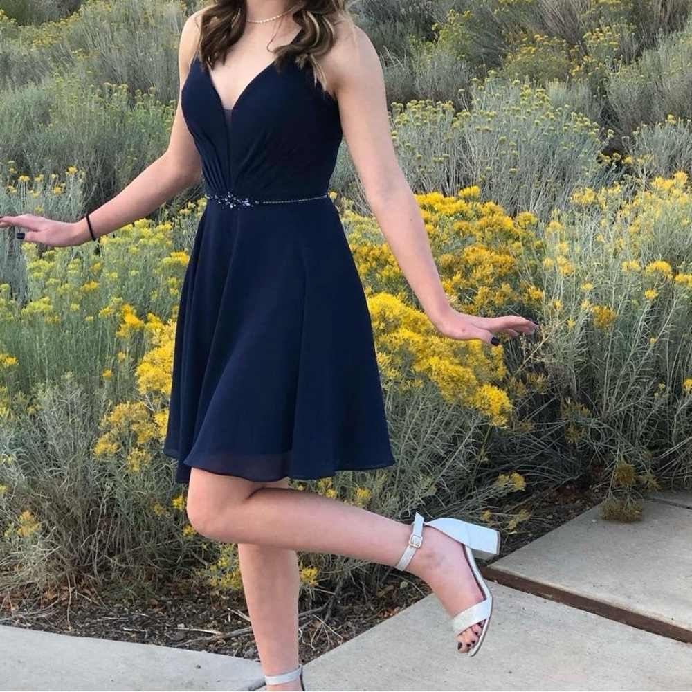 Amelia Couture size 4/medium/small navy blue formal dress.